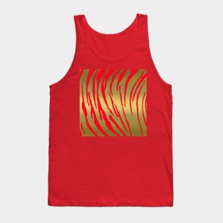 Gold Tiger Stripes Red Tank Top